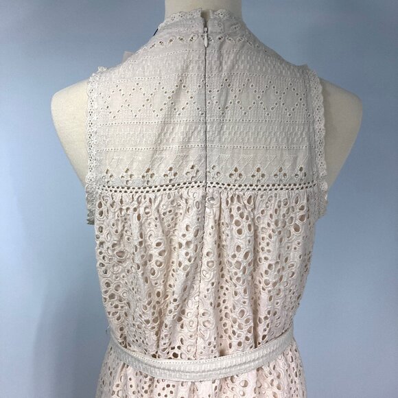 Allison Estelle Cream Eyelet Maxi Dress Small Cotton NWT Belted Boho Embroidered - Picture 8 of 14